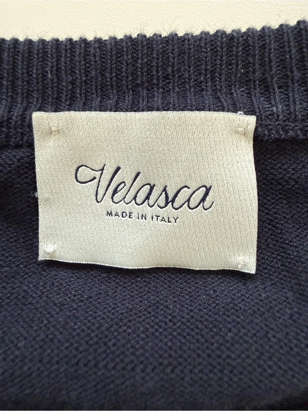Velasca Luxury Men’s IT 52 Navy Cotton Knit Crewneck Pullover Sweater